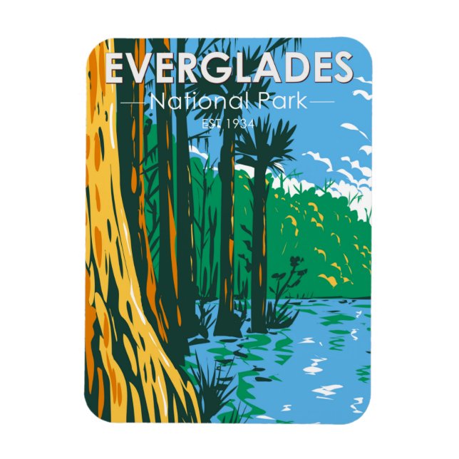 Everglades Nationalpark Florida Vintag Magnet (Vertikal)
