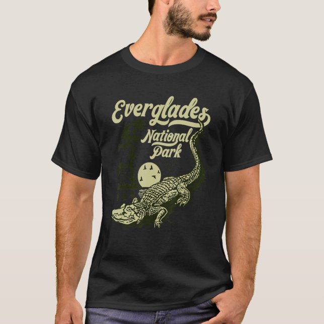 Everglades Nationalpark Vintages Krokodil T-Shirt (Vorderseite)