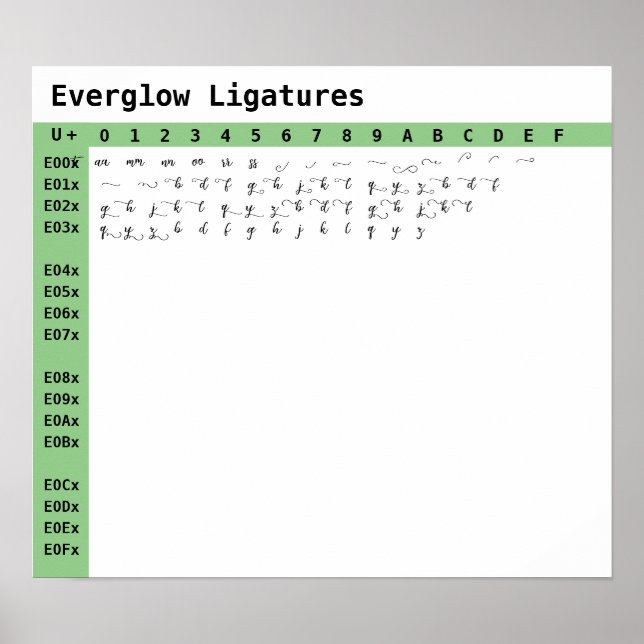 Everglow Schriftart Ligatures Poster (Vorne)