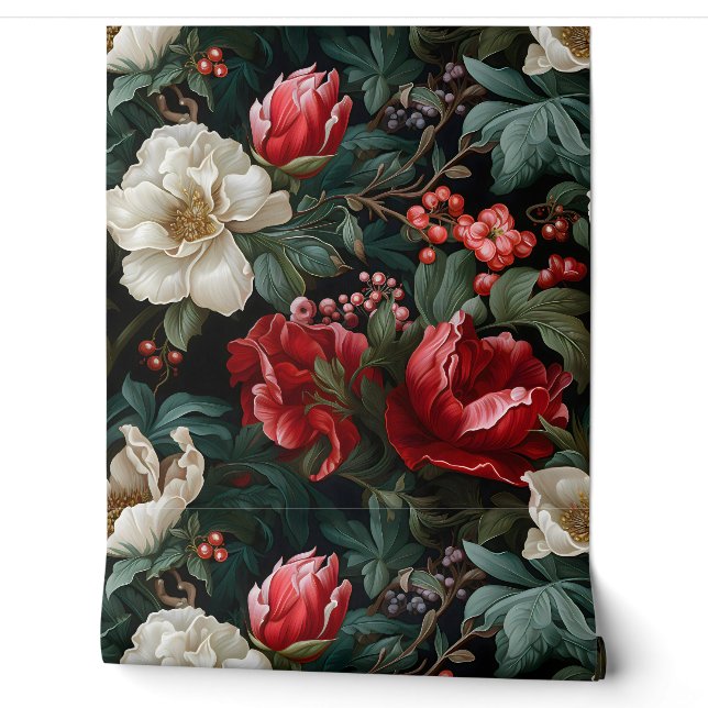 Everglow Weihnachten Florals Botanical Tapete (Abrollen)
