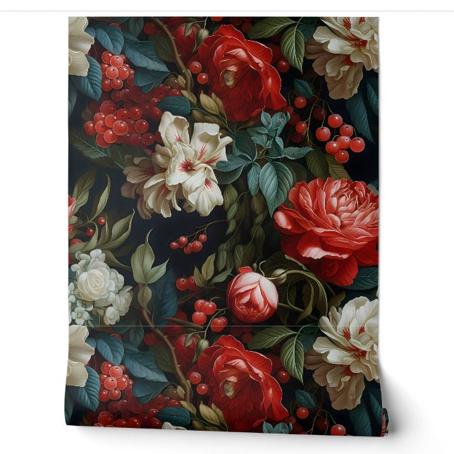Everglow Weihnachten Florals Botanical Tapete (Abrollen)