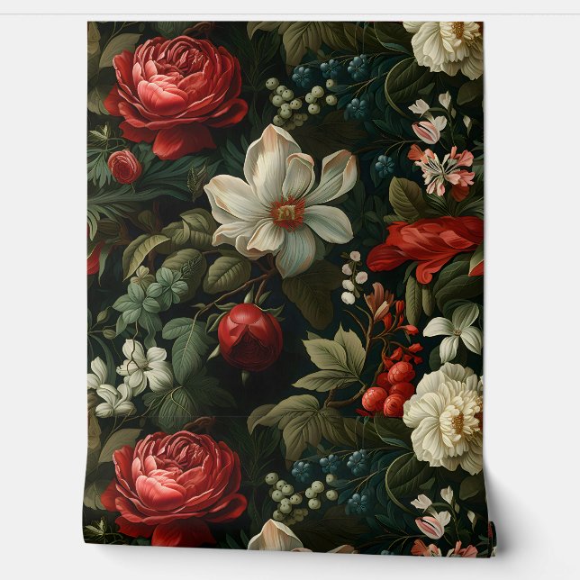 Everglow Weihnachten Florals Botanical Tapete (Abrollen)