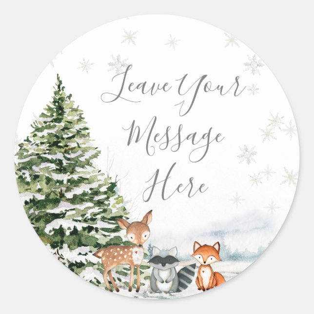 Evergreen Animal Winter Liebe Ihre Nachricht hier Runder Aufkleber (Vorderseite)