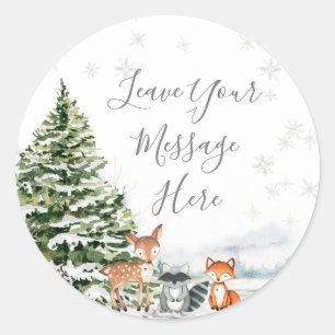 Evergreen Animal Winter Liebe Ihre Nachricht hier Runder Aufkleber
