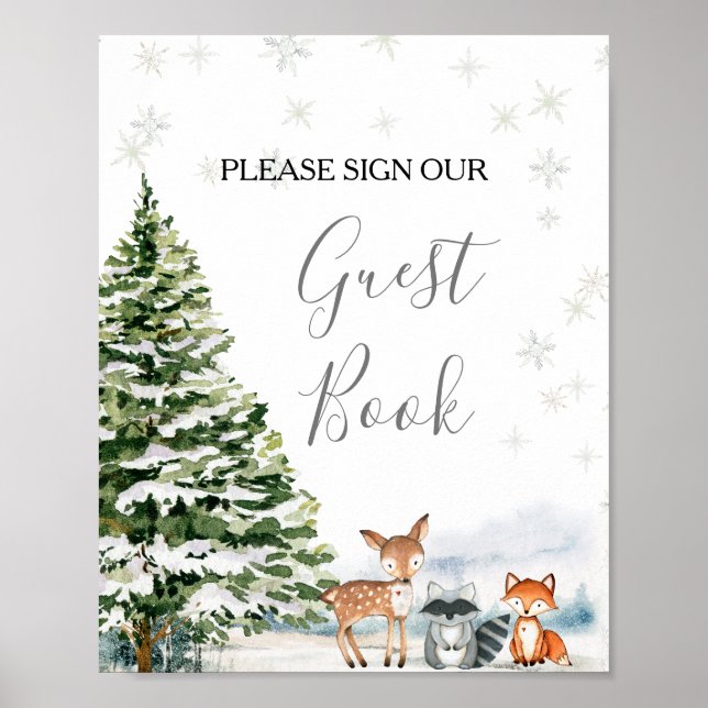 Evergreen Animal Winter Onederland Gästebuch (Vorne)