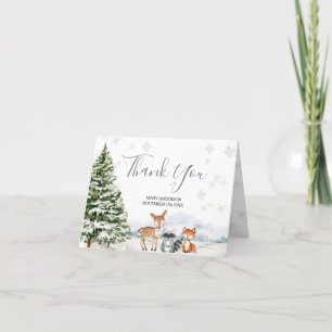 Evergreen Animal Winter Onederland geklappt Dankeskarte
