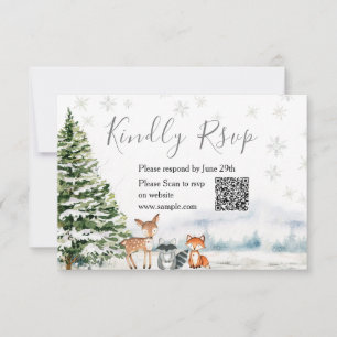 Evergreen Animal Winter Onederland RSVP-Karte Dankeskarte