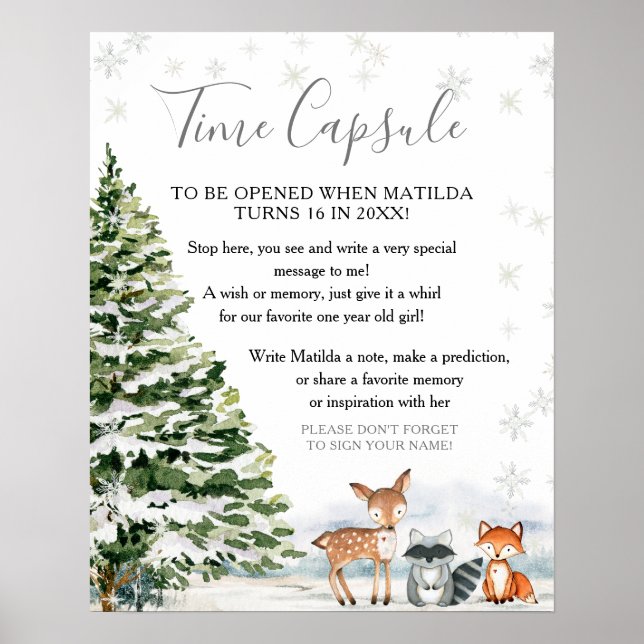 Evergreen Animal Winter Onederland Time Kapsel Poster (Vorne)