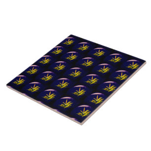 Evergreen auf Blue Pattern Keramik Tile Fliese