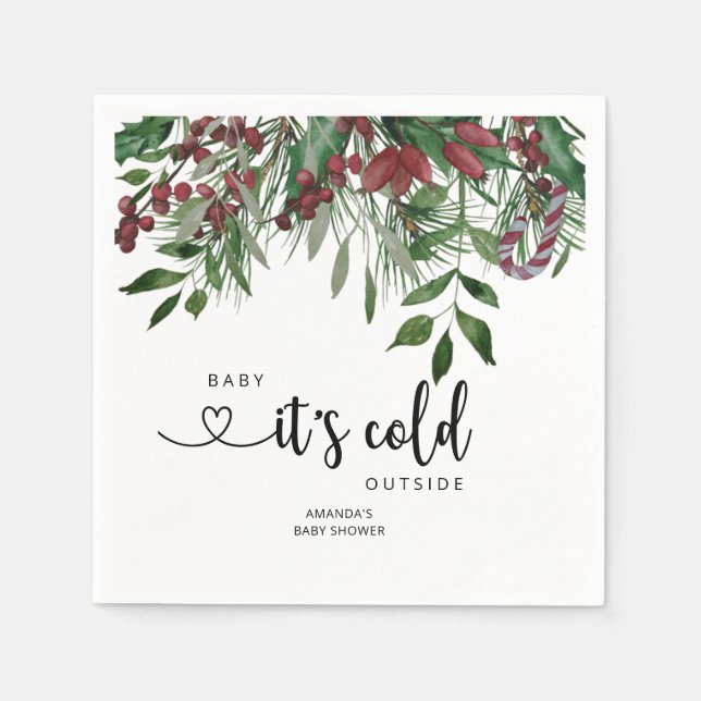Evergreen Baby ist draußen kalt Serviette (Vorderseite)