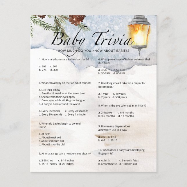 Evergreen Baby Trivia Baby Showspiel (Vorderseite)