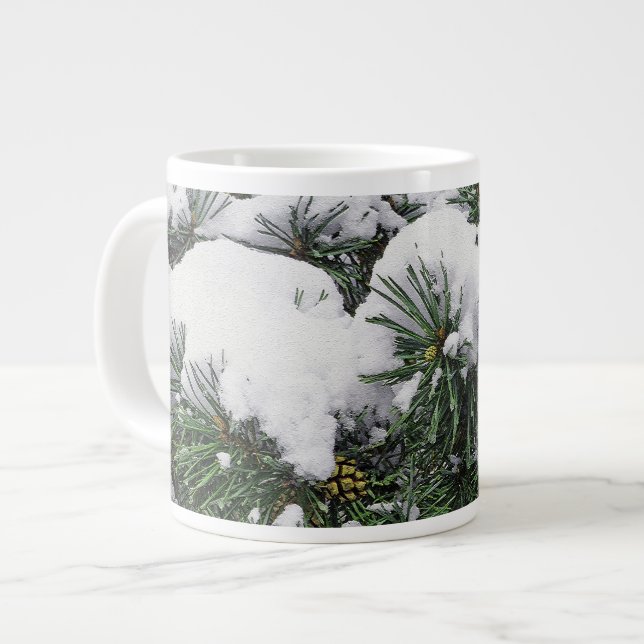 EVERGREEN BAUM MIT SCHNEELADEN Jumbo-Tasse (Vorderseite Links)