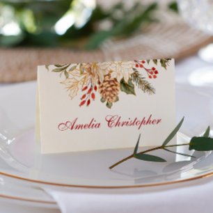 Evergreen Blume Winter Wedding Platzkarte