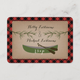 Evergreen Branches + Canoe Kariert Wedding R.S.V.P RSVP Karte
