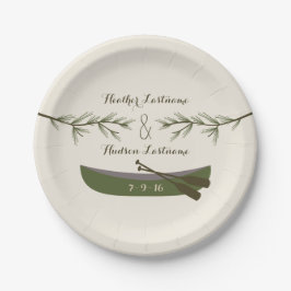Evergreen Branches + Canoe Wedding Pappteller