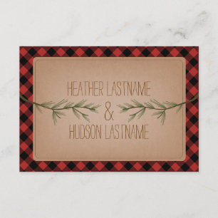 Evergreen Branches Kariert Wedding R.S.V.P. RSVP Karte