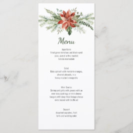 Evergreen Branches Red Poinsettia Wedding Menükarte