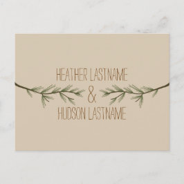Evergreen Branches Rustic Save the Date Ankündigungspostkarte