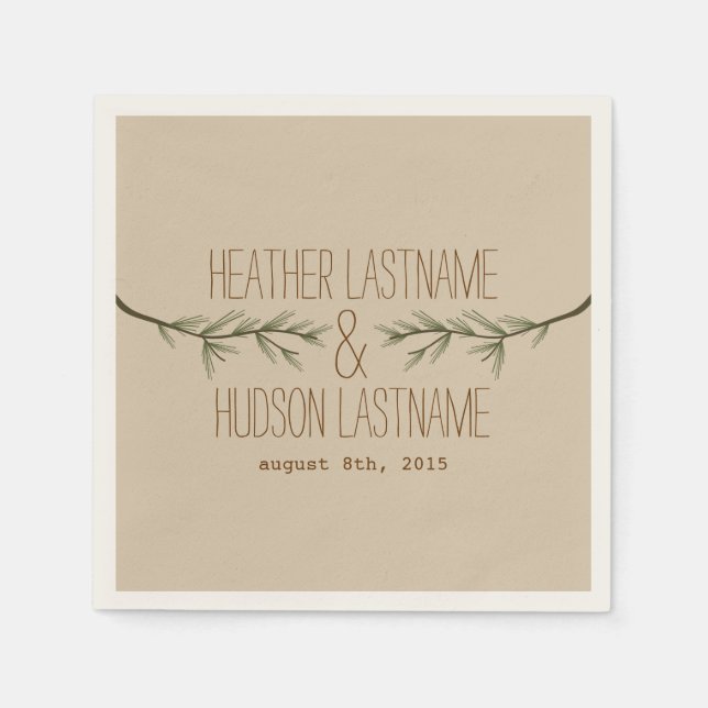 Evergreen Branches Wedding Napkins Serviette (Vorderseite)