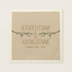 Evergreen Branches Wedding Napkins Serviette