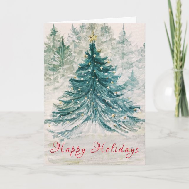 Evergreen Bright Holiday Card Karte (Vorderseite)