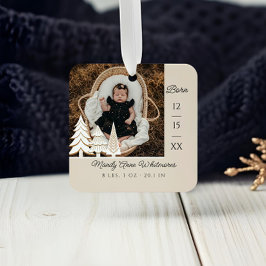 Evergreen Christmas Tree Baby Birth Stat Foto Ornament Aus Metall