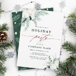 Evergreen & Cotton Blume Bouquet Einladung<br><div class="desc">Dieses Weihnachtsfest | Holiday party Einladung mit handgemalten Wintergärten,  Blume aus Baumwolle mit goldenen und wasserfarbenen Texturen und einem immergrünen Zweig auf der Rückseite. Klicken Sie auf die SCHALTFLÄCHE BLAUE DESIGN TOOL,  um eine erweiterte Anpassung dieses Designs zu erhalten. Matching-Elemente sind ebenfalls verfügbar.</div>