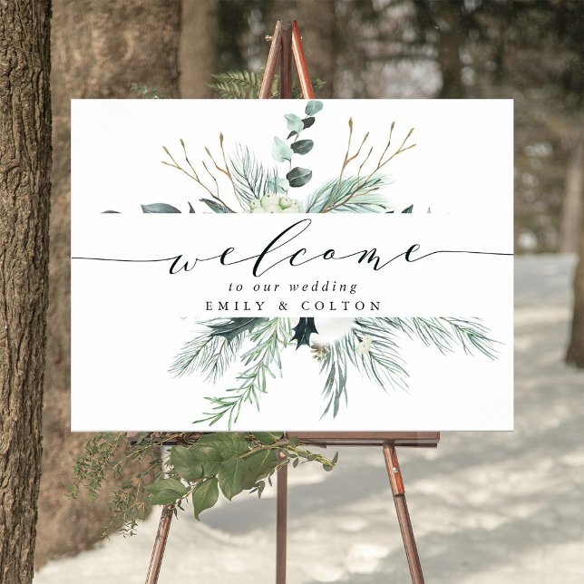 Evergreen & Cotton Blume Bouquet Wedding Willkomme Poster (Von Creator hochgeladen)