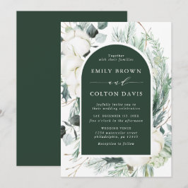 Evergreen & Cotton Blume Elegante Wedding Green Einladung