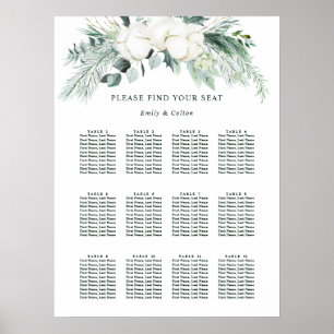 Evergreen & Cotton Blume Hochzeitskarte Poster