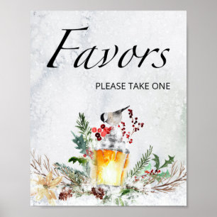 Evergreen favors Schild. Winter-Babydusche Poster