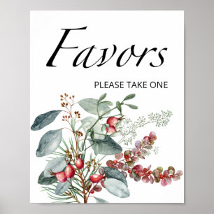 Evergreen favors Schild. Winter-Babydusche Poster