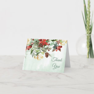 Evergreen Floral Winter Berry Vielen Dank Karte