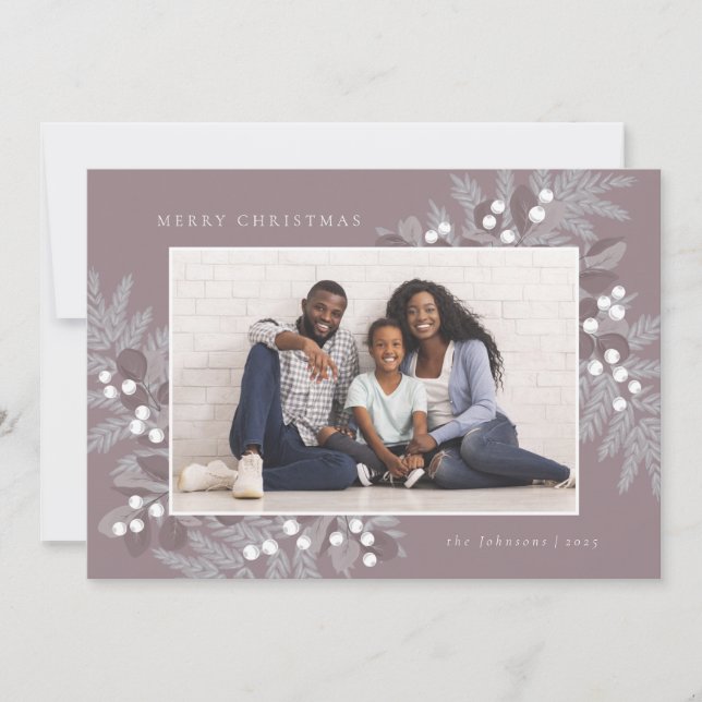 Evergreen Frame Foto Holiday Card (Vorderseite)