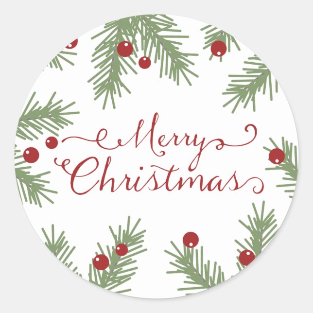 Evergreen Greetings - Weihnachtsaufkleber Runder Aufkleber (Vorderseite)