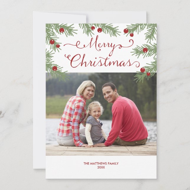 Evergreen Grüße - Weihnachtsfotokarte Feiertagskarte (Vorderseite)