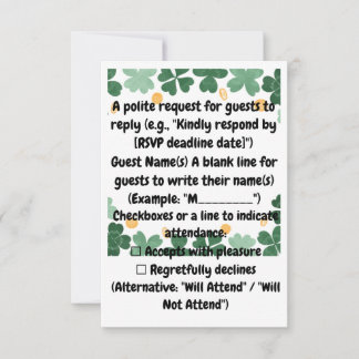 Evergreen Harmony Elegant Green Accents RSVP Karte