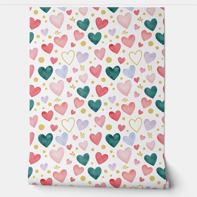 Evergreen Hearts & Rose Blush Tapete (Abrollen)