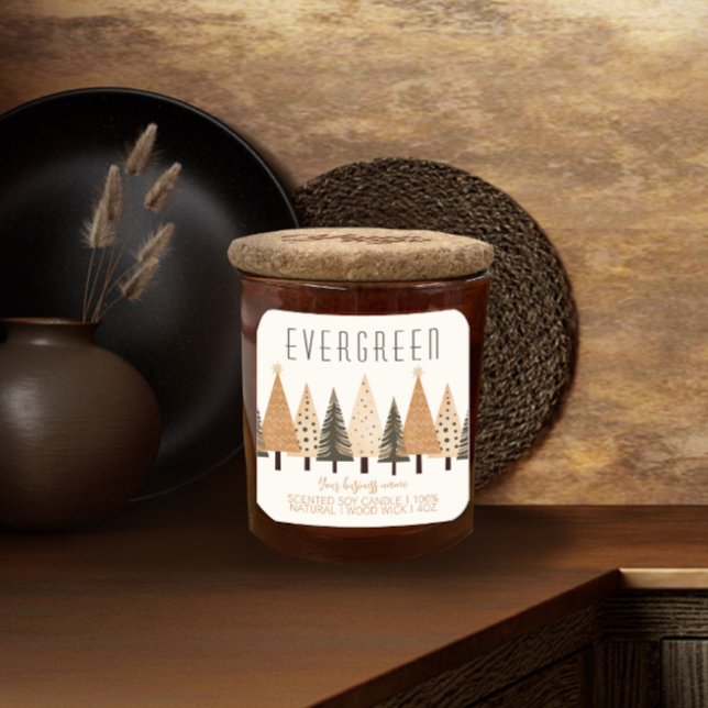 Evergreen Holiday Scentrum Candle Modern Label Quadratischer Aufkleber (Von Creator hochgeladen)