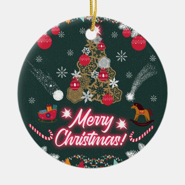 Evergreen Joy of Christmas Keramik Ornament (Vorne)