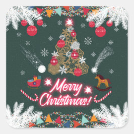 Evergreen Joy of Christmas Quadratischer Aufkleber