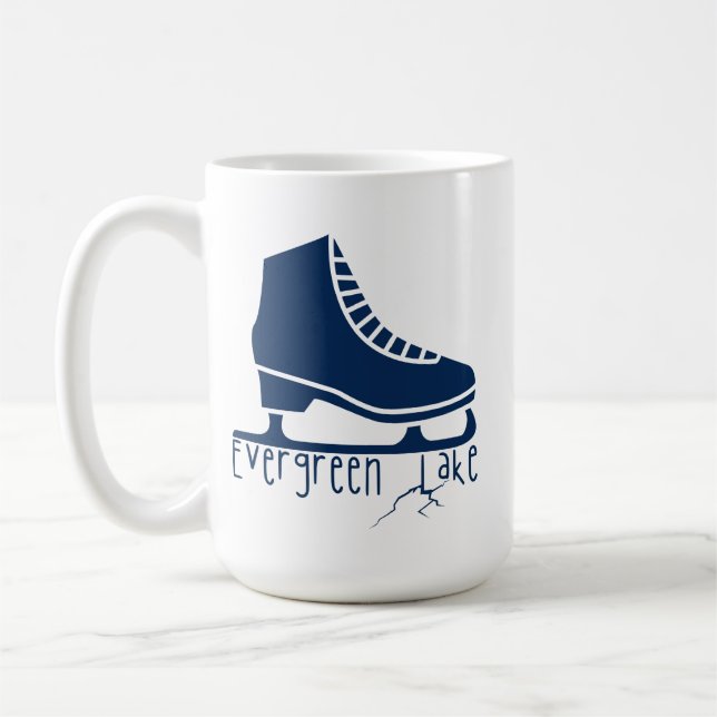 Evergreen Lake, Colorado Ice Skaten Kaffeetasse (Links)