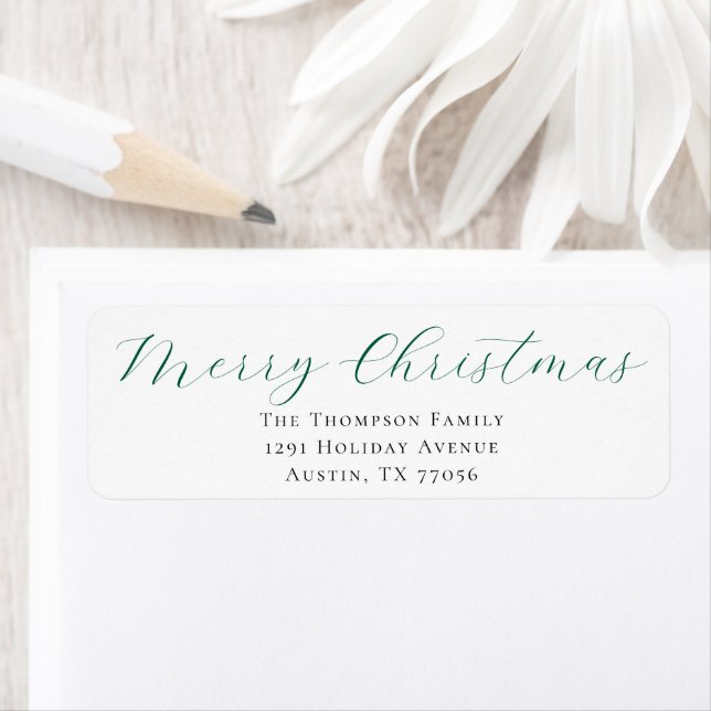 Evergreen Merry Christmas Return Address Label (Insitu)