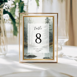 Evergreen Mist | Rustic Forest Table Card Number Tischnummer