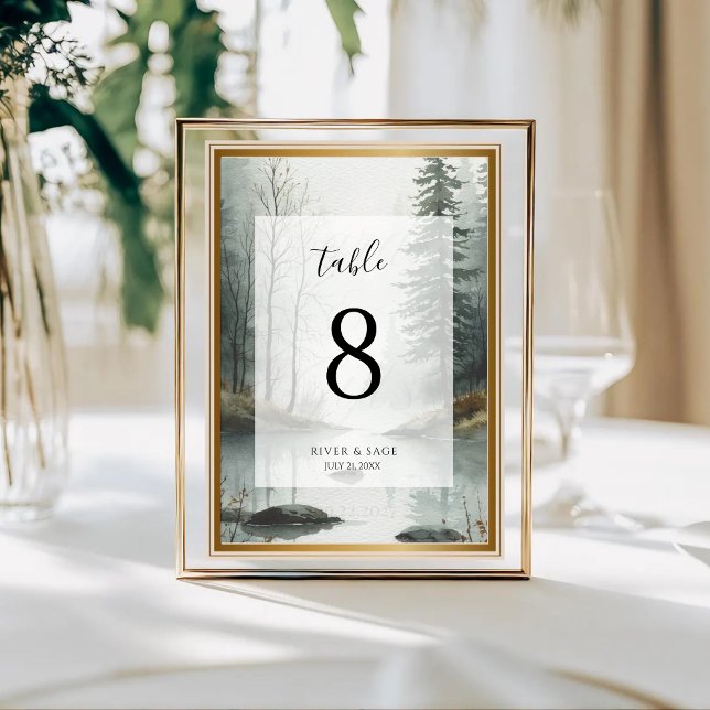 Evergreen Mist | Rustic Forest Table Card Number Tischnummer (Von Creator hochgeladen)
