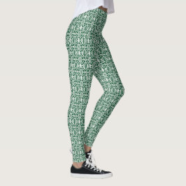 Evergreen mit weißem Crochet Lace-Muster Leggings