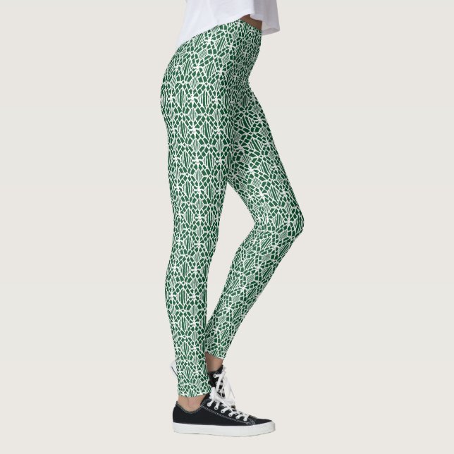 Evergreen mit weißem Crochet Lace-Muster Leggings (Rechts)