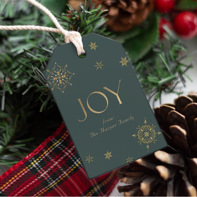 Evergreen Modern Snowflake Joy Geschenkanhänger (Evergreen Modern Snowflake Joy Gift Tags)
