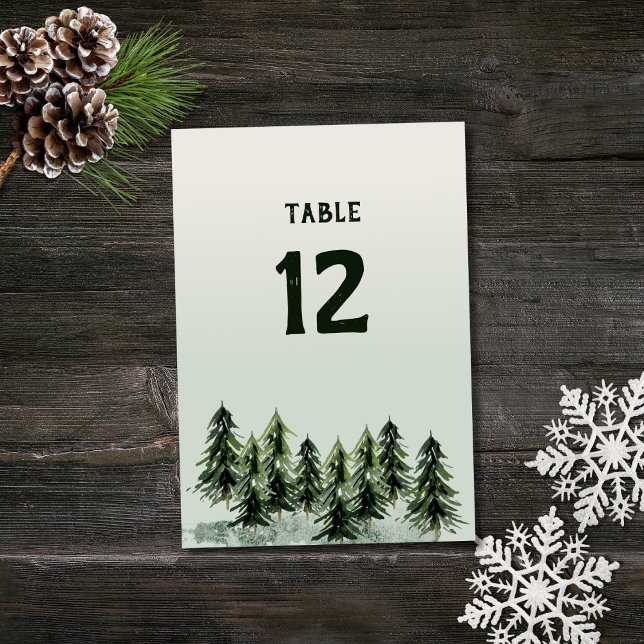 Evergreen Mountain Forest Green Black Tischnummer (Von Creator hochgeladen)