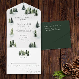 Evergreen Mountain Glen White Green Black All In One Einladung